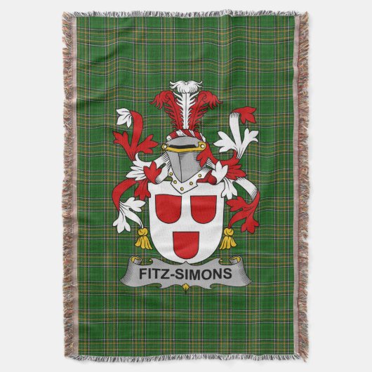 Irish Fitz-Simons Coat of Arms Familienwappen Irla Decke (Vorderseite Vertikal)