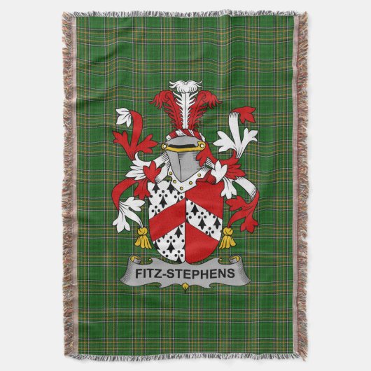 Irish Fitz-Stephens Coat of Arms Familienwappen Ir Decke (Vorderseite Vertikal)