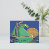 Irish Flag American Flag Sun Boat Postkarte (Stehend Vorderseite)