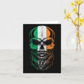 Irish Flag Bearded Skull Head Saint Patrick's Day Karte (Gelbe Blume)