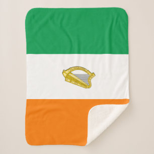 Irish Flag Blanket, Harfe, patriotisch, Irland Sherpadecke