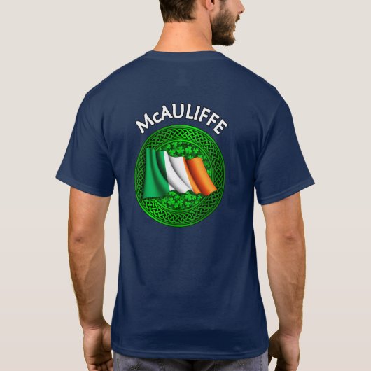 Irish Flag Clover Celtic Knot - McAuliffe T-Shirt (Rückseite)