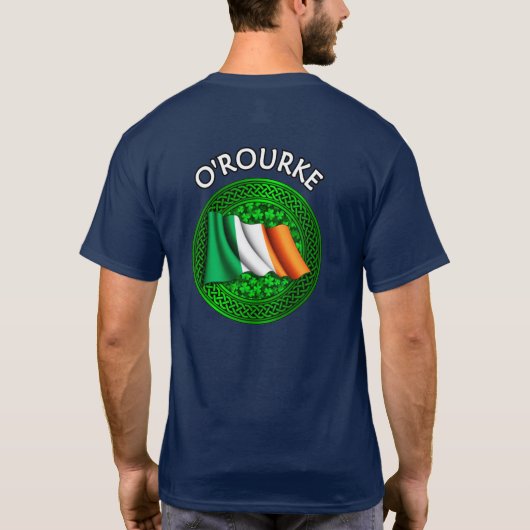 Irish Flag Clover Celtic Knot - O'Rourke T-Shirt (Rückseite)