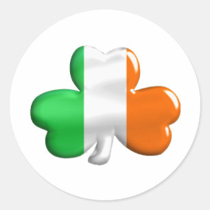 Irish Flag Clover Runder Aufkleber
