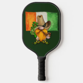 Irish Flag Cowboy Gnome Monogram Pickleball Schläger
