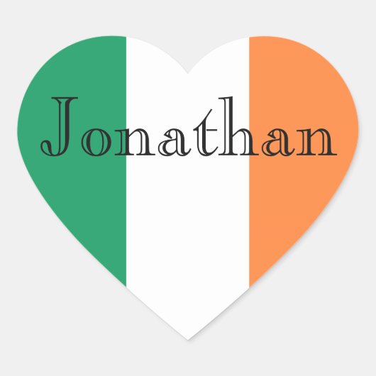 Irish Flag Customizable Name stkcnt Herz-Aufkleber (Vorderseite)