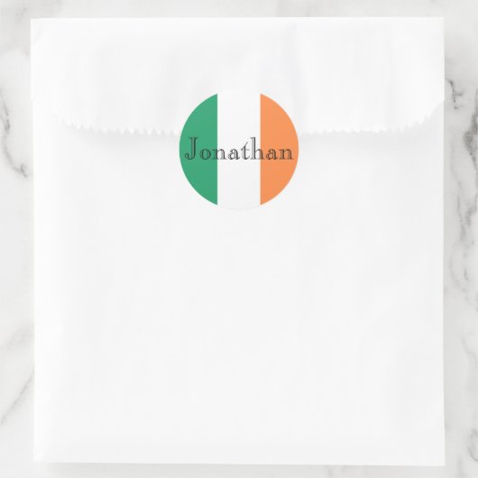 Irish Flag Customizable Name stkcnt Runder Aufkleber (Tasche)