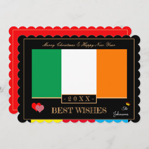 Irish Flag & Happy New Year/Best Wishings Irland Feiertagskarte