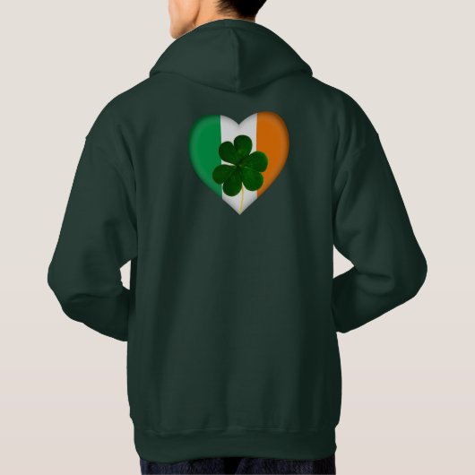 Irish Flag Heart Kleeblatt Clover St Patrick Hoodie (Rückseite)