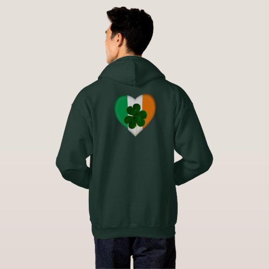 Irish Flag Heart Kleeblatt Clover St Patrick Hoodie (Schwarz voll)