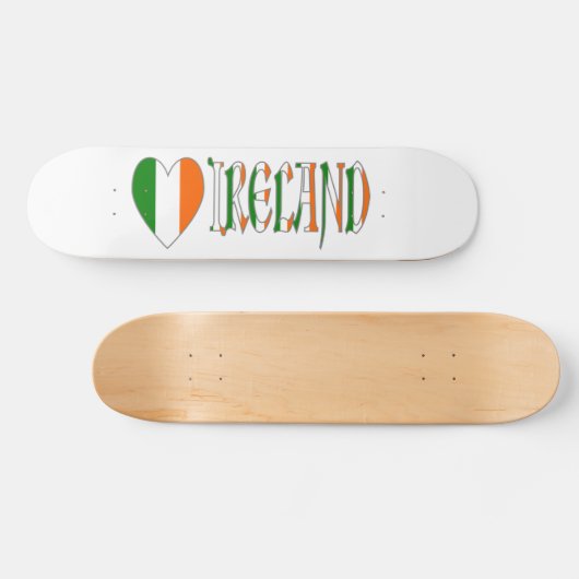 Irish Flag Heart & Word Irland Skateboard (Horizontal)