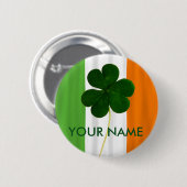 Irish Flag Ireland Kleeblatt Clover Volunteer Button (Vorne & Hinten)