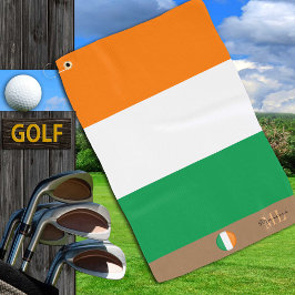 Irish Flag & Ireland mit Monogramm Golf Towel Golfhandtuch