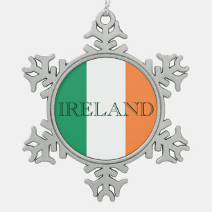 Irish Flag Ireland Orncum Schneeflocken Zinn-Ornament