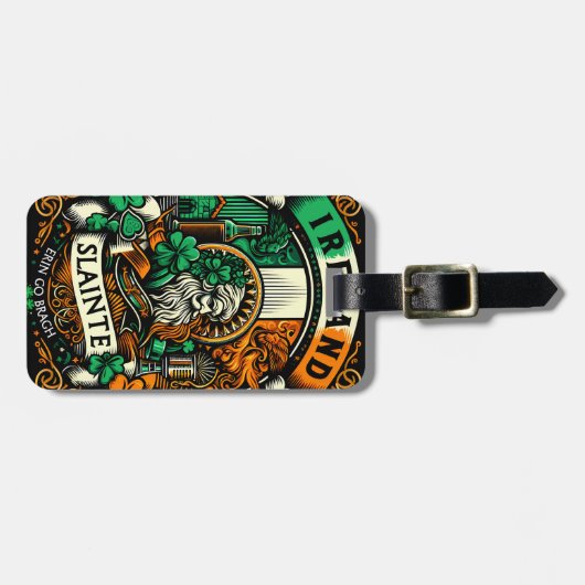 Irish Flag Ireland St. Patricks Day Slainte Gepäckanhänger (Vorderseite horizontal)