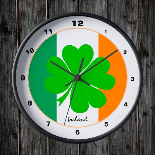 Irish Flag & Ireland Trendmode /Kleeblatt Runde Wanduhr