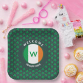 Irish Flag Kleeblatt für die Bezeichnung Monogram Pappteller (Party)