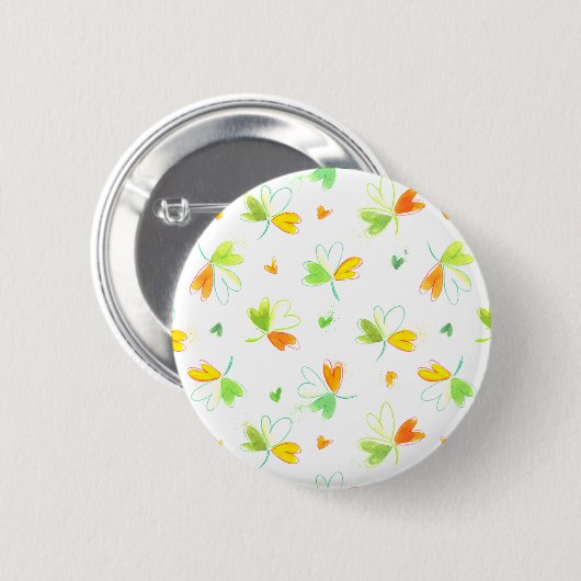 Irish Flag Kleeblatt Pattern Button (Vorne & Hinten)