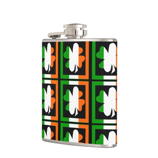 Irish Flag Kleeblatt Pattern Flachmann (Links)