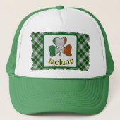 Irish Flag Kleeblatt St Patrick Tartan Truckerkappe (Vorderseite)