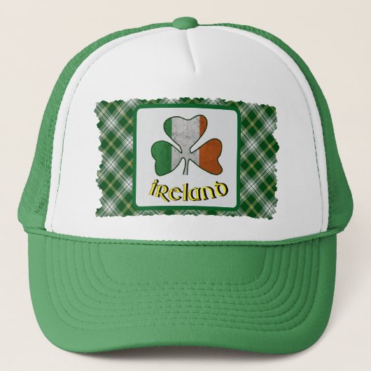 Irish Flag Kleeblatt St Patrick Tartan Truckerkappe (Vorderseite)