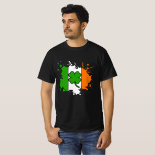 Irish Flag Kleeblatt St Patricks Day Black Graphic T-Shirt