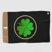 Irish Flag, Lucky Clover Monogramm, Golfing Irland Golfhandtuch (Horizontal)