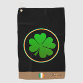 Irish Flag, Lucky Clover Monogramm, Golfing Irland Golfhandtuch (Vorderseite)