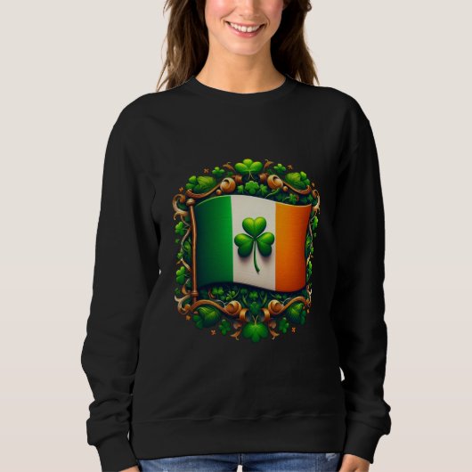 Irish Flag & Lucky Shamrock - St. Patrick's Day  Sweatshirt (Vorderseite)