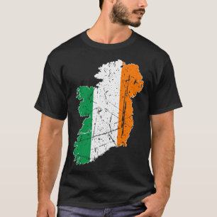 Irish Flag Map Souvenir beunruhigte Irland Erwachs T-Shirt