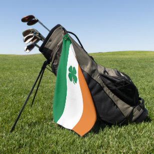 Irish Flag Patriotic Ireland Flag Lucky Clover Golfhandtuch