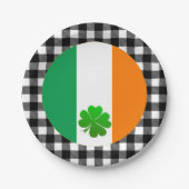 Irish Flag Plate, Kleeblatt, Büffel kariert, Irlan Pappteller (Vorderseite)