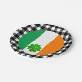 Irish Flag Plate, Kleeblatt, Büffel kariert, Irlan Pappteller (Schrägansicht)