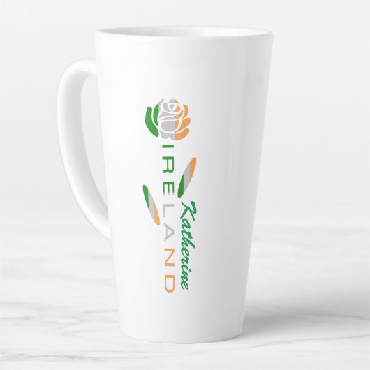 Irish Flag Rose Personalisiert Large Milchtasse (Linke Ecke)