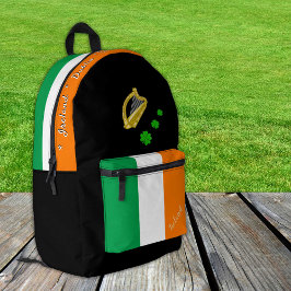 Irish Flag Rucksack, Irland, Patriot Black Bedruckter Rucksack