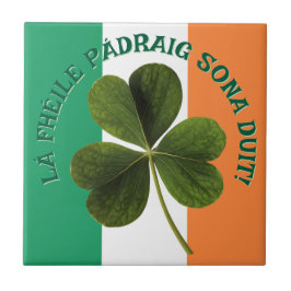 Irish Flag Shamrock Lá Fhéile Pádraig Sona Fliese