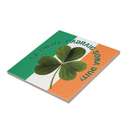 Irish Flag Shamrock Lá Fhéile Pádraig Sona Fliese
