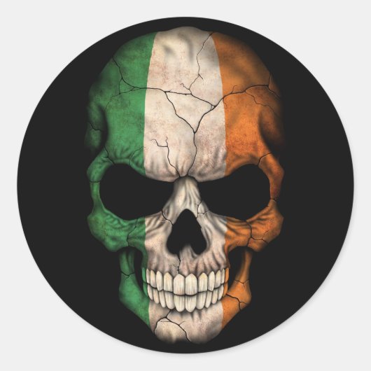 Irish Flag Skull auf Black Runder Aufkleber (Vorderseite)