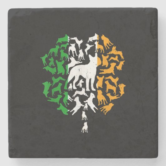 IRISH Flag St Patricks Day Boston Terrier Kleeblat Steinuntersetzer (Vorderseite)