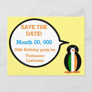 Irish Flag Vortrag von Frau Penguin Ankündigungspostkarte