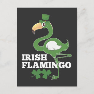 Irish Flamingo Ireland Party st patricks day Postkarte