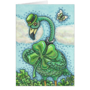 Irish Flamingo ST. PATRICK'S DAY NOTE CARD Blank
