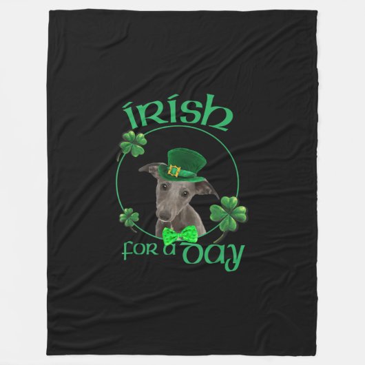 Irish For a day Whippet Lucky Hund in Patrick Day  Fleecedecke (Vorderseite)