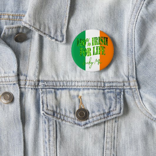 Irish for Life Lucky Me Funny Kleeblatt St Patrick Button (Beispiel)