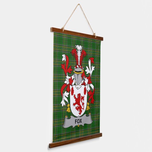 Irish Fox Coat of Arms Familienwappen Wandteppich Mit Holzrahmen (Gewinkelt)