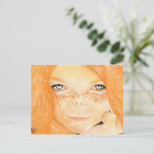 Irish Freckles girl Postcard Postkarte (Stehend Vorderseite)