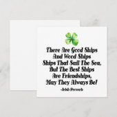 Irish Friendship Ships Proverb Four Leaf Clover  (Vorne/Hinten)