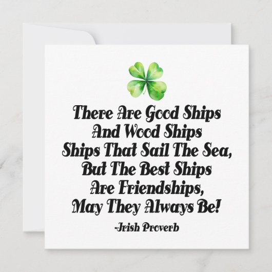 Irish Friendship Ships Proverb Four Leaf Clover  (Vorderseite)