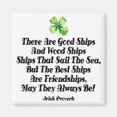 Irish Friendship Ships Proverb Four Leaf Clover  Magnet (Vorne)