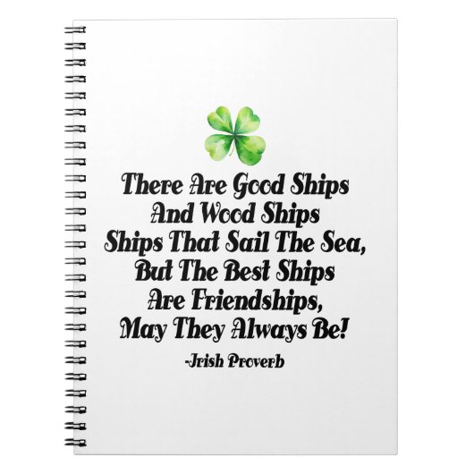 Irish Friendship Ships Proverb Four Leaf Clover  Notizblock (Vorderseite)